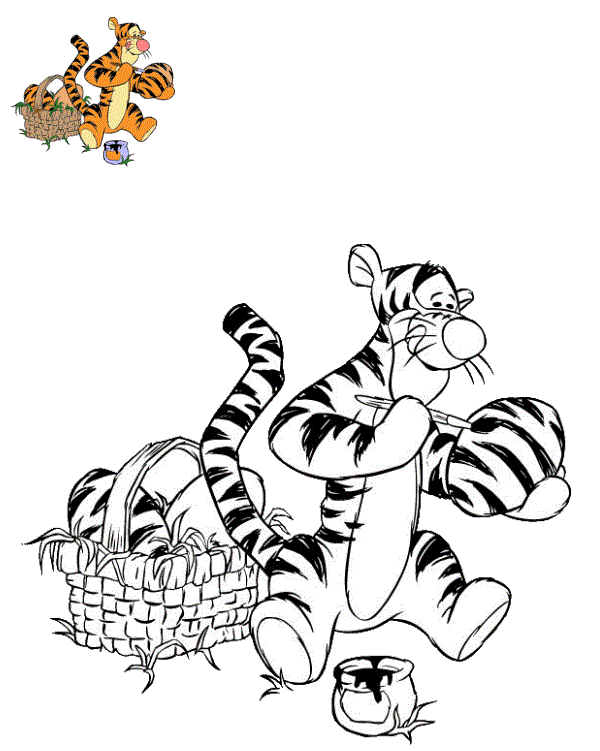 Coloriage Tigrou Pâques Disney - Pâques Disney à imprimer