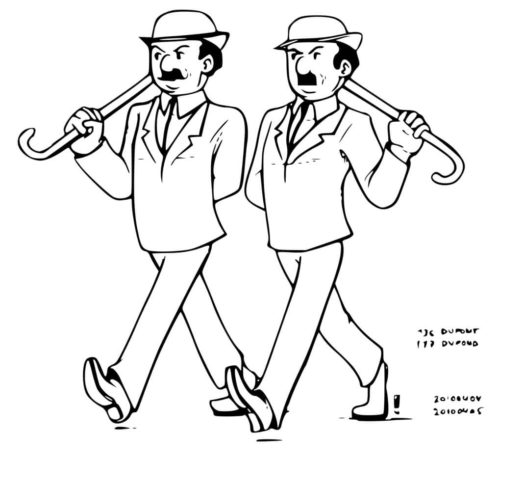 Coloriage Tintin Dupont Et Dupond - Tintin à imprimer