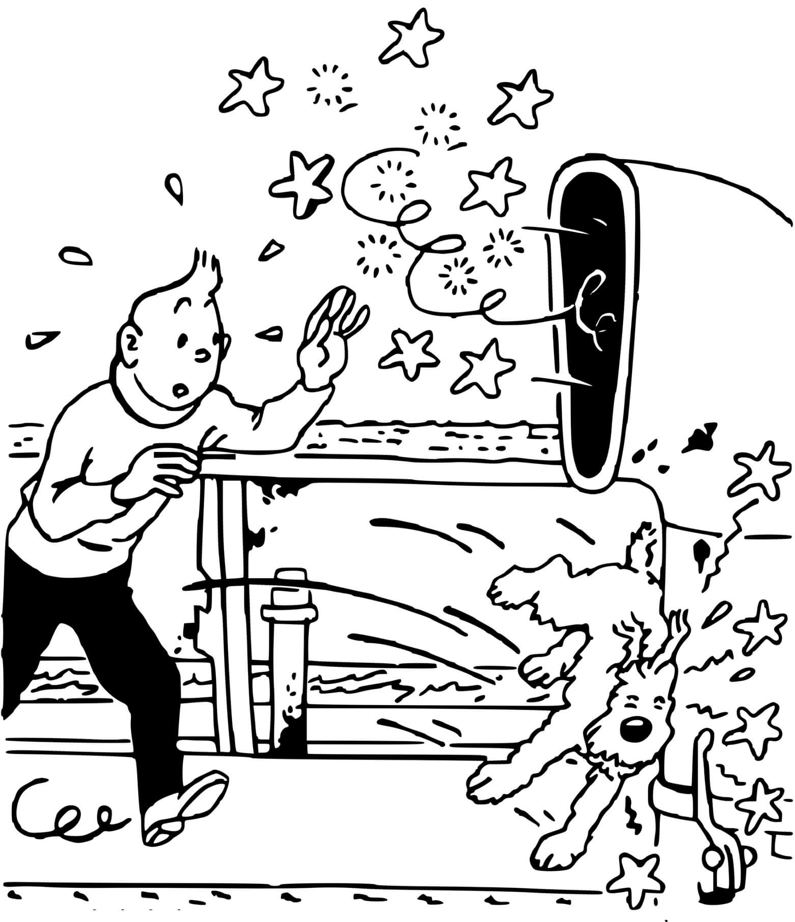 Coloriage Tintin Et Milou Beaucoup De Bruits - Tintin à imprimer