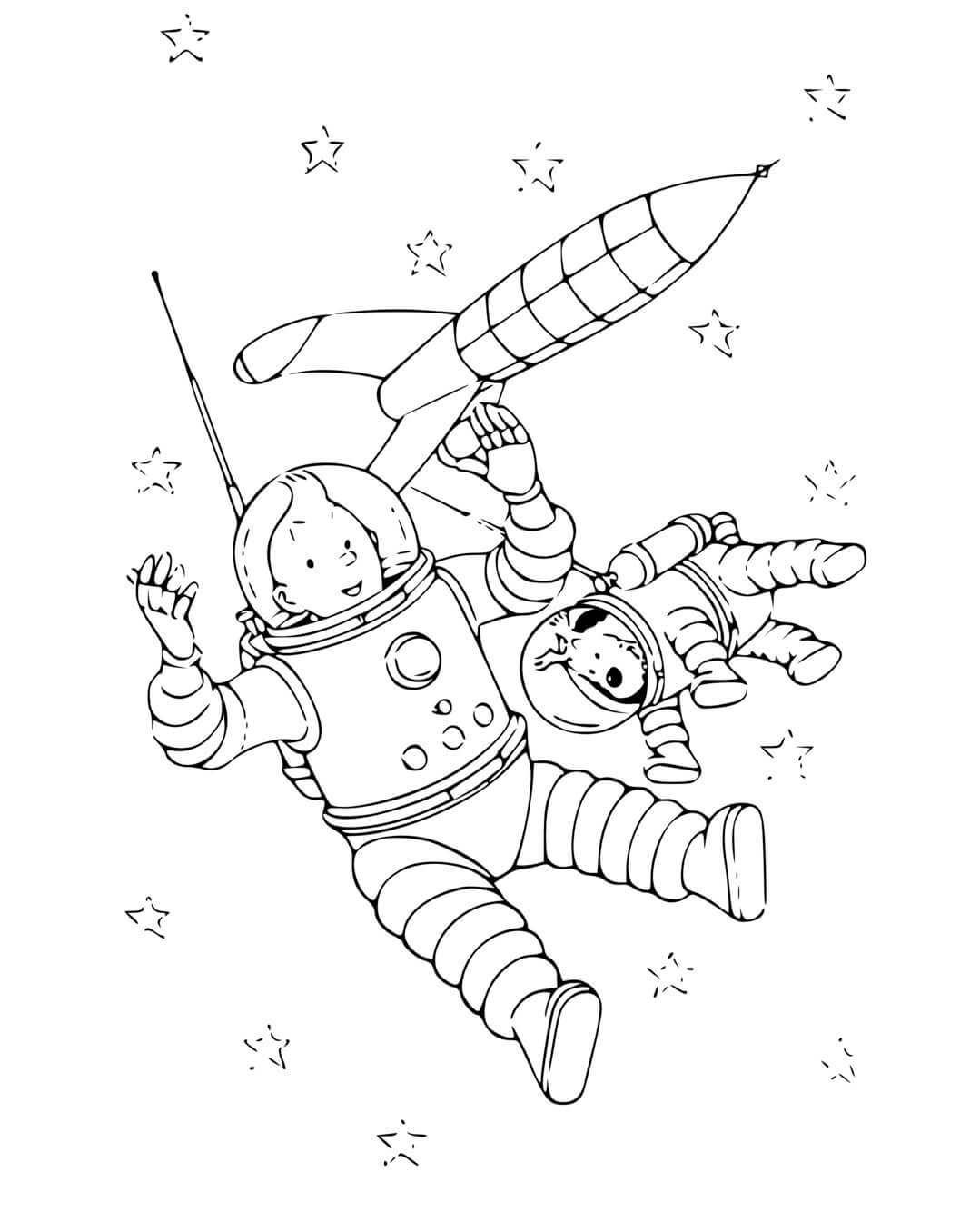 Coloriage Tintin Objectif Lune - Tintin à imprimer