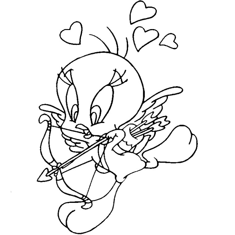 Coloriage Titi Avec Un Cœur - Titi à imprimer