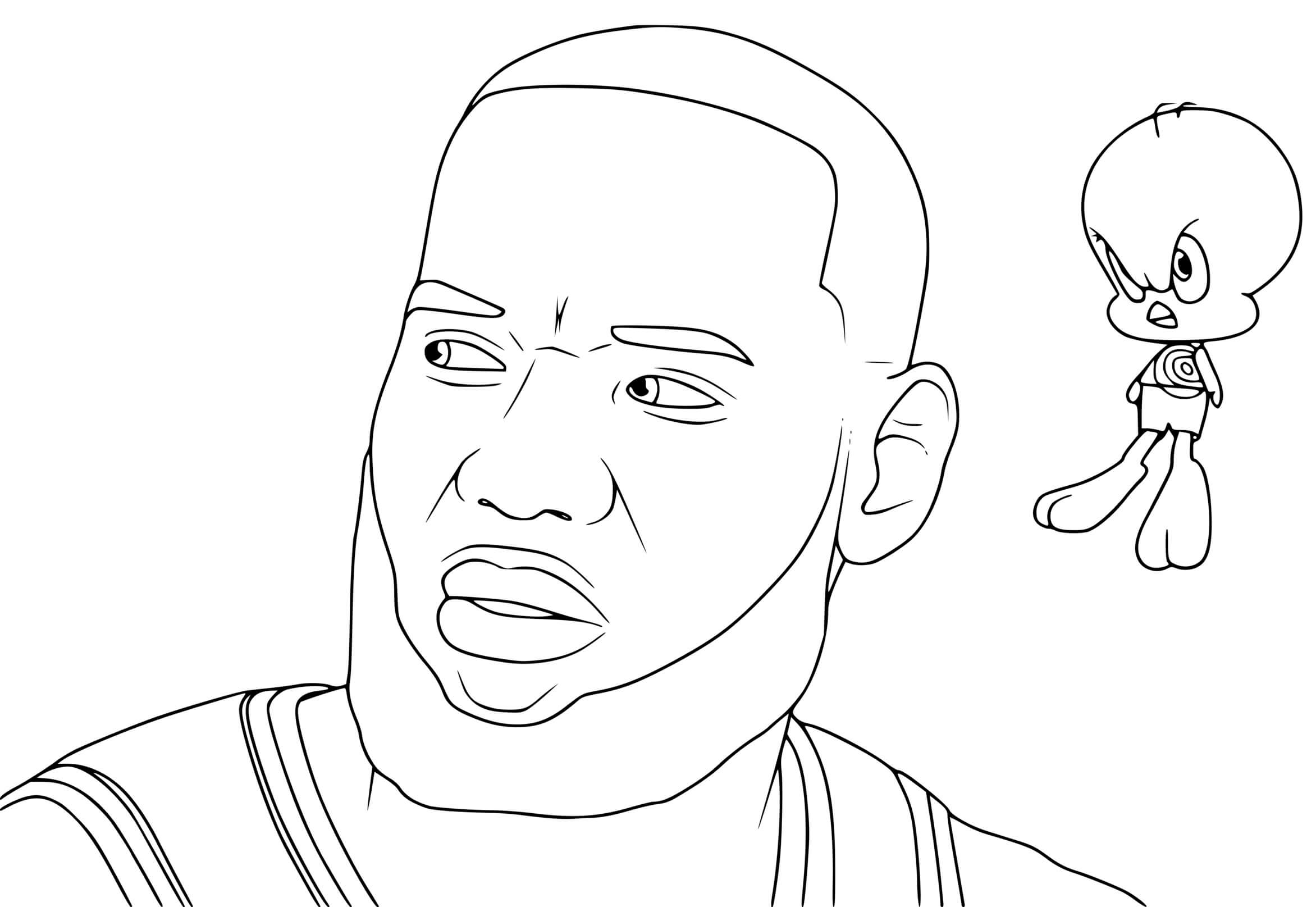 Coloriage Titi Est Furieux Avec James Lebron - Space jam à imprimer