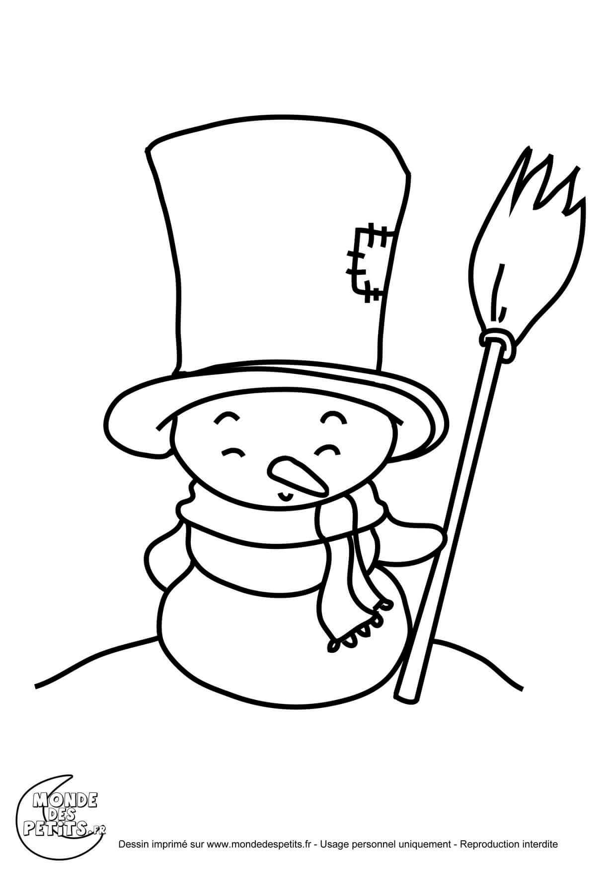 Coloriage Titounis Noël Bonhomme Neige - Titounis à imprimer