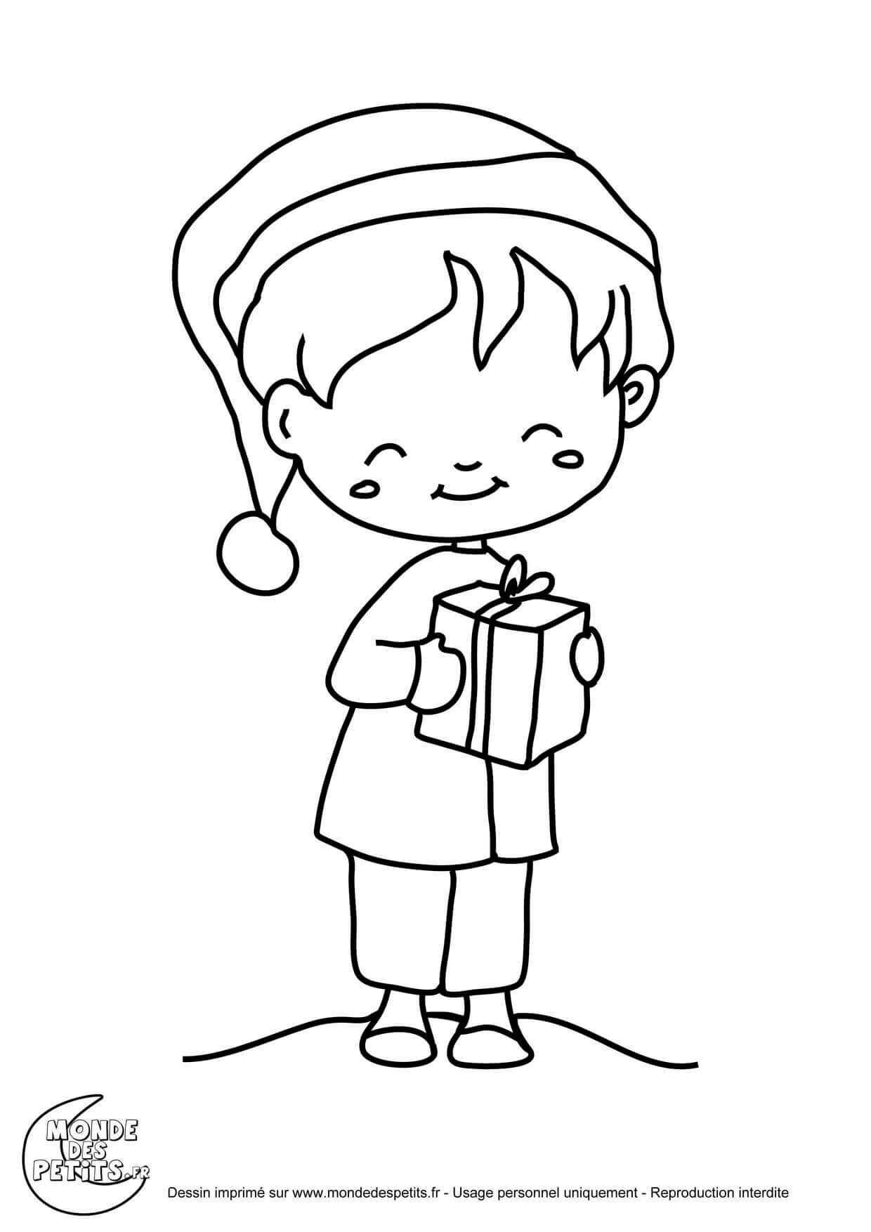 Coloriage Titounis Noël Cadeau Enfant - Titounis à imprimer