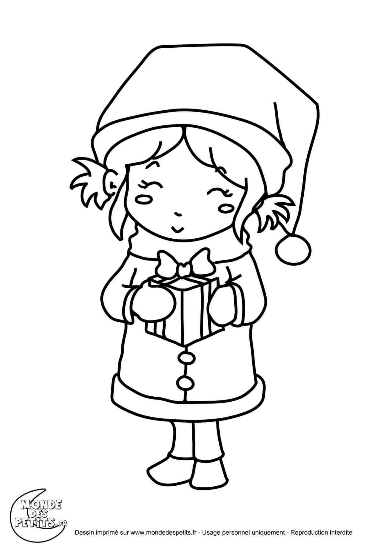 Coloriage Titounis Noël Enfant Cadeau - Titounis à imprimer