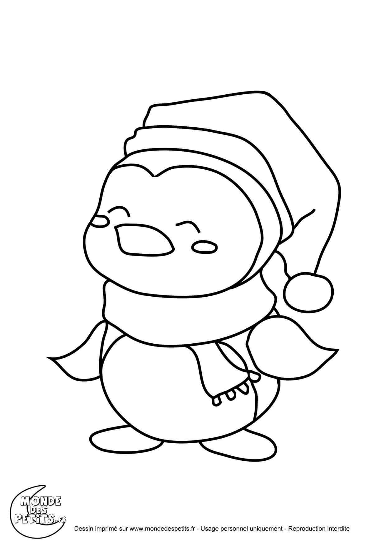 Coloriage Titounis Noël Pingouin Imprimer - Titounis à imprimer