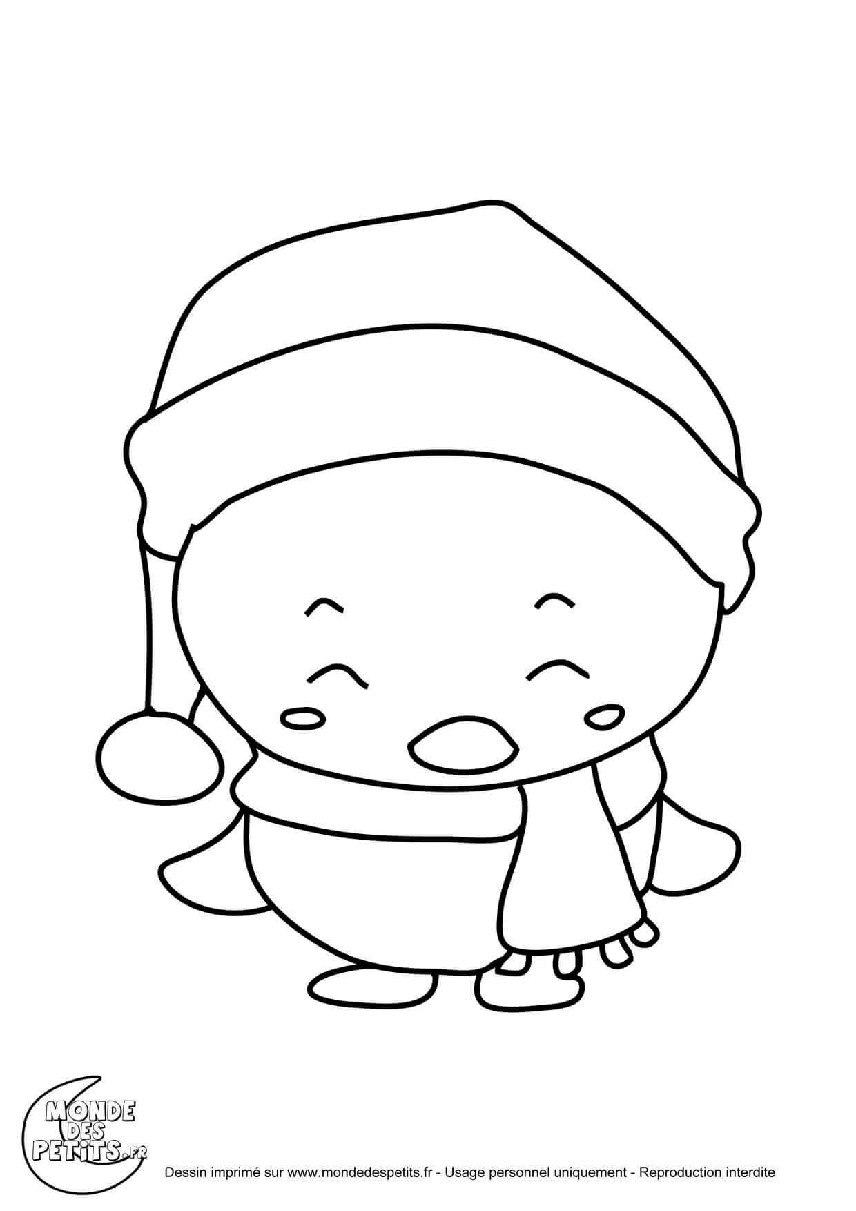 Coloriage Titounis Noël Poussin - Titounis à imprimer