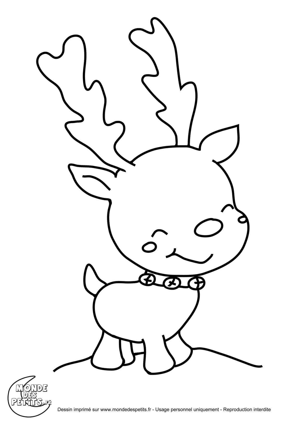 Coloriage Titounis Noël Renne Mignon - Titounis à imprimer