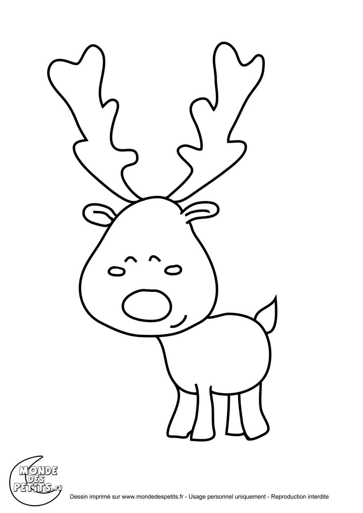 Coloriage Titounis Noël Renne - Titounis à imprimer