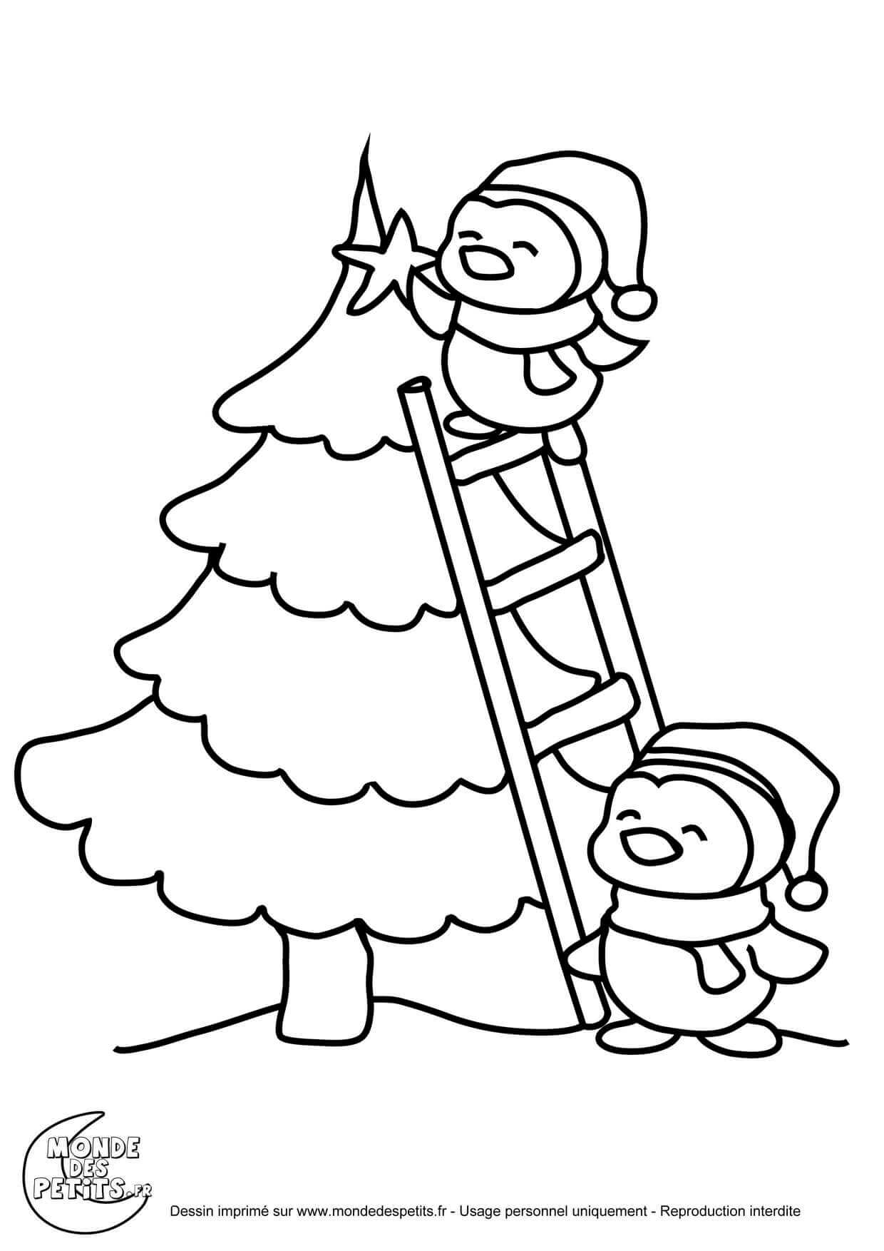 Coloriage Titounis Noël Sapin Mignon - Titounis à imprimer