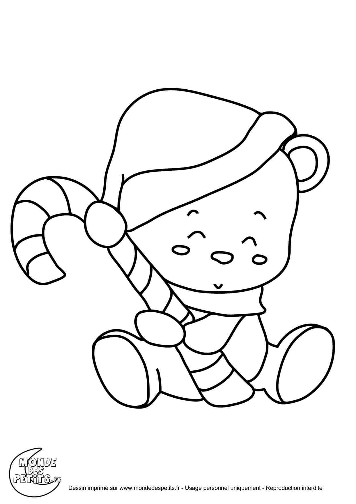 Coloriage Titounis Nounours Mignon Noël - Titounis à imprimer