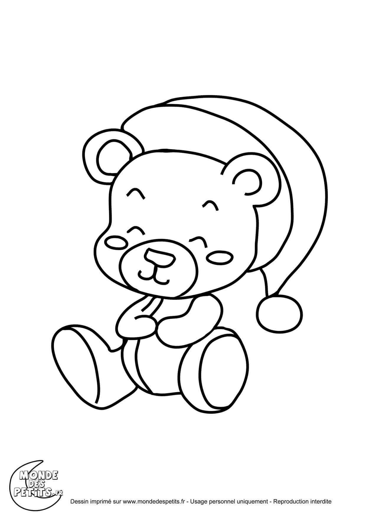 Coloriage Titounis Nounours Noël Mignon - Titounis à imprimer