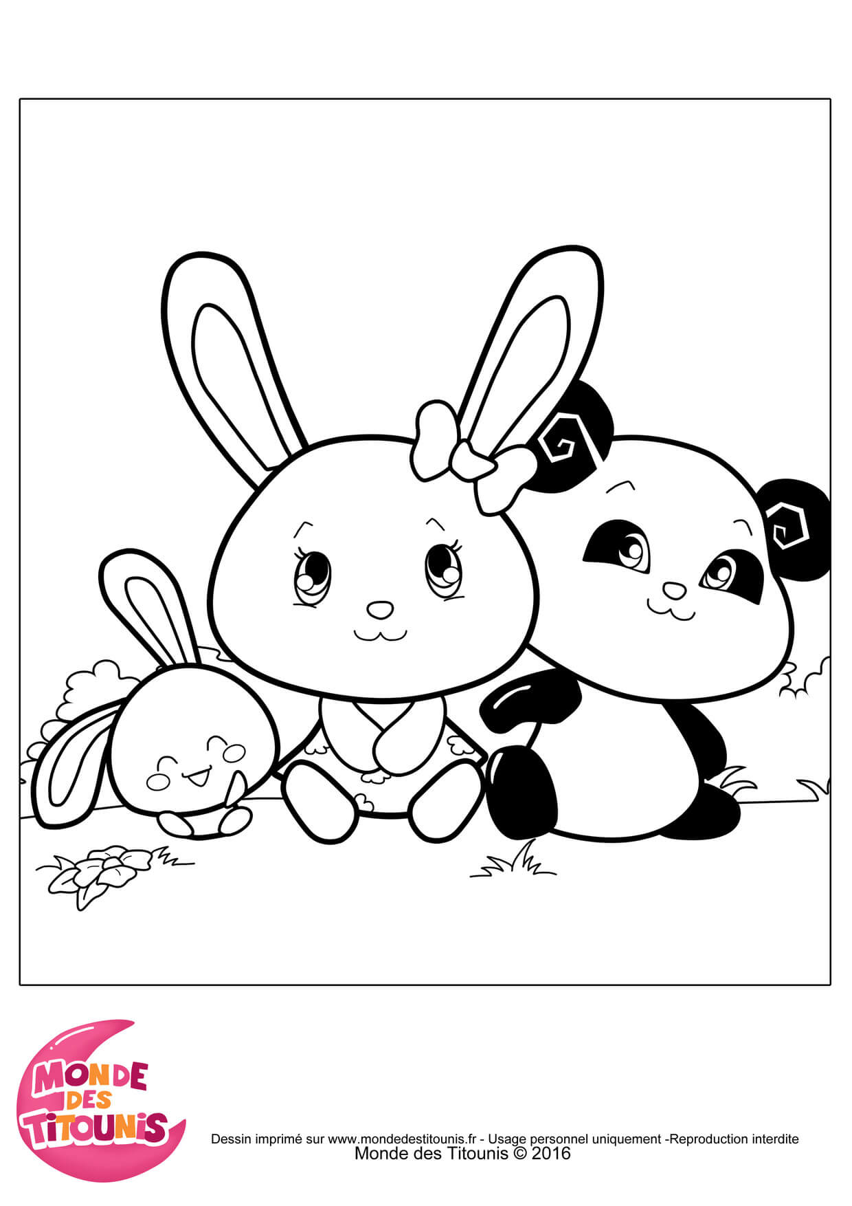 Coloriage Titounis Panda Touni - Titounis à imprimer