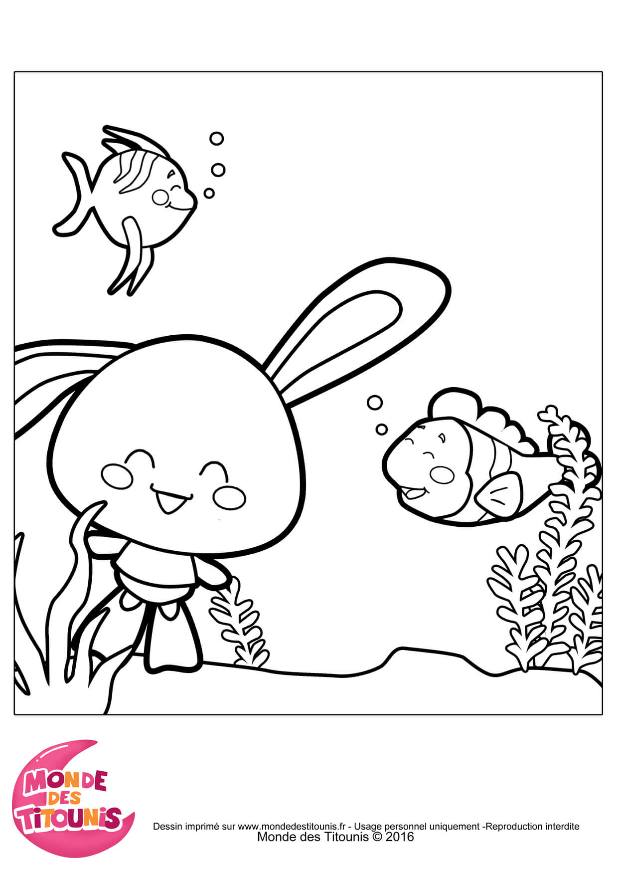 Coloriage Titounis Touni Poisson - Titounis à imprimer
