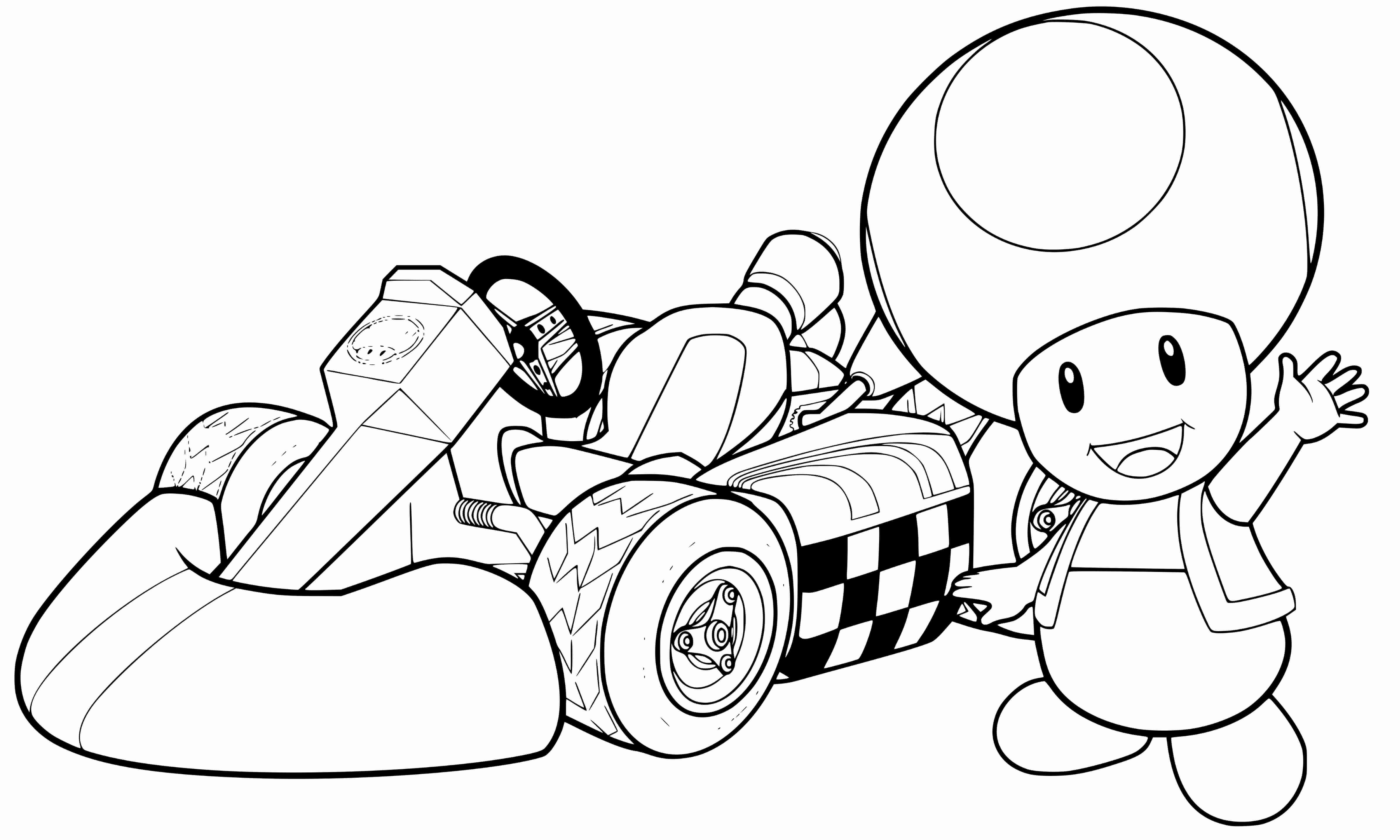 Coloriage Toad Voiture De Course Mario Bros - Mario bros à imprimer