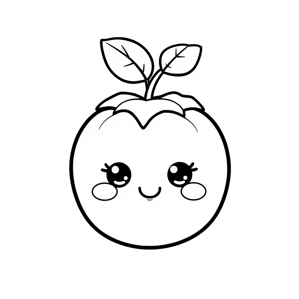 Coloriage Tomate Fruit Kawaii - Kawaii fruits à imprimer