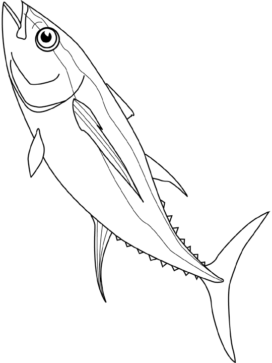 Coloriage Thon en pleine nage - Poisson à imprimer