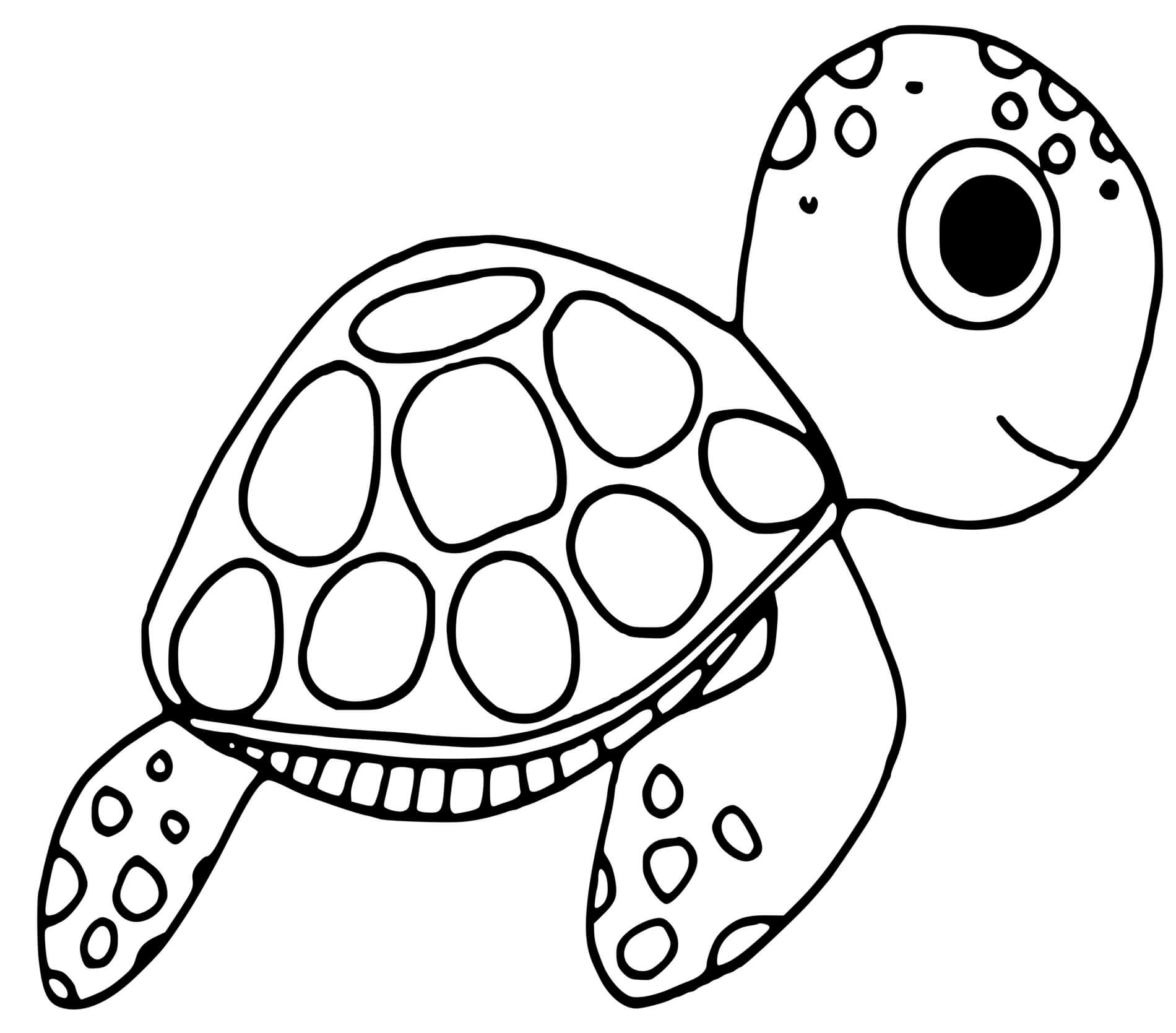 Coloriage Tortue Adorable Sous La Mer - Tortue à imprimer