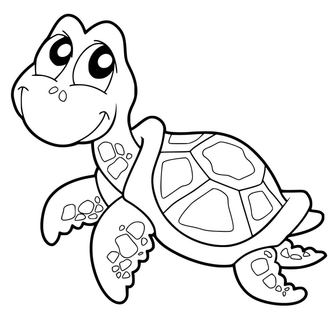 Coloriage Tortue Facile Avec Carapace - Tortue à imprimer