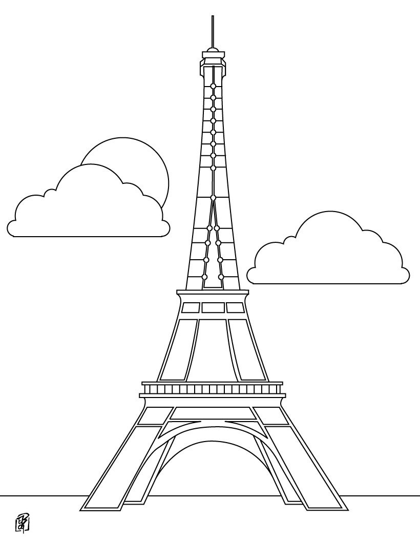 Coloriage Tour Eiffel France Monument Francais - France à imprimer
