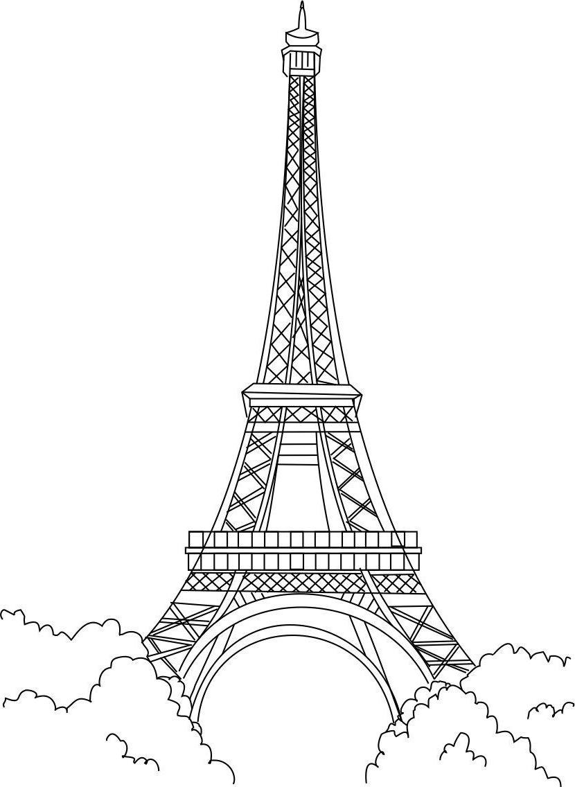 Coloriage Tour Eiffel Monument Paris France - France à imprimer