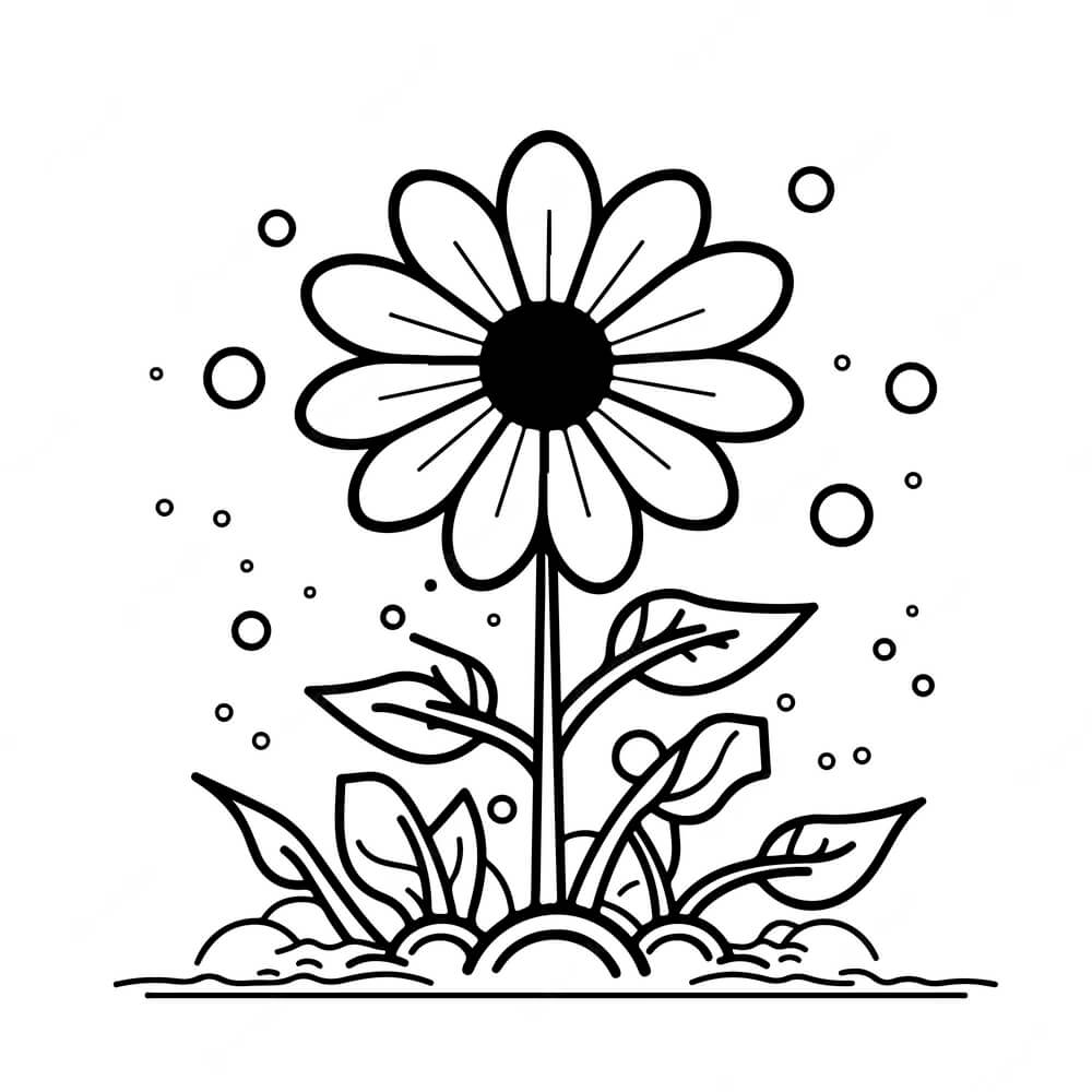 Coloriage Tournesol Fleur Jaune - Fleurs à imprimer