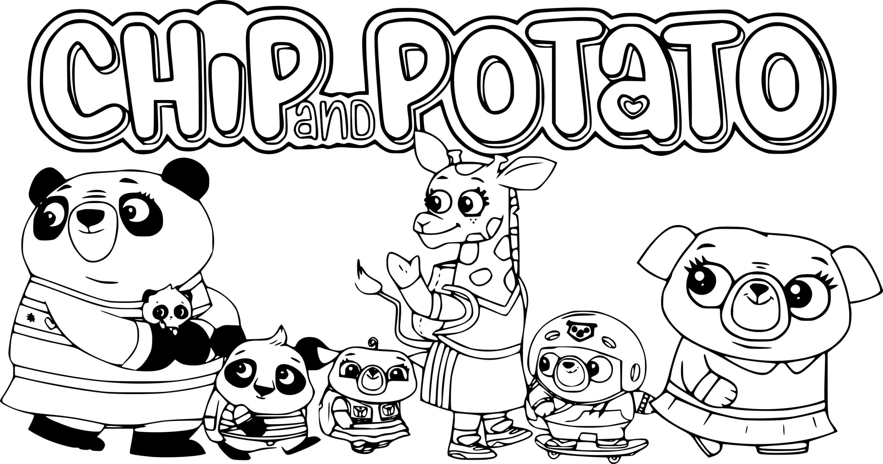 Coloriage Tous Les Amis De Chip Et Patate - Chip et patate à imprimer