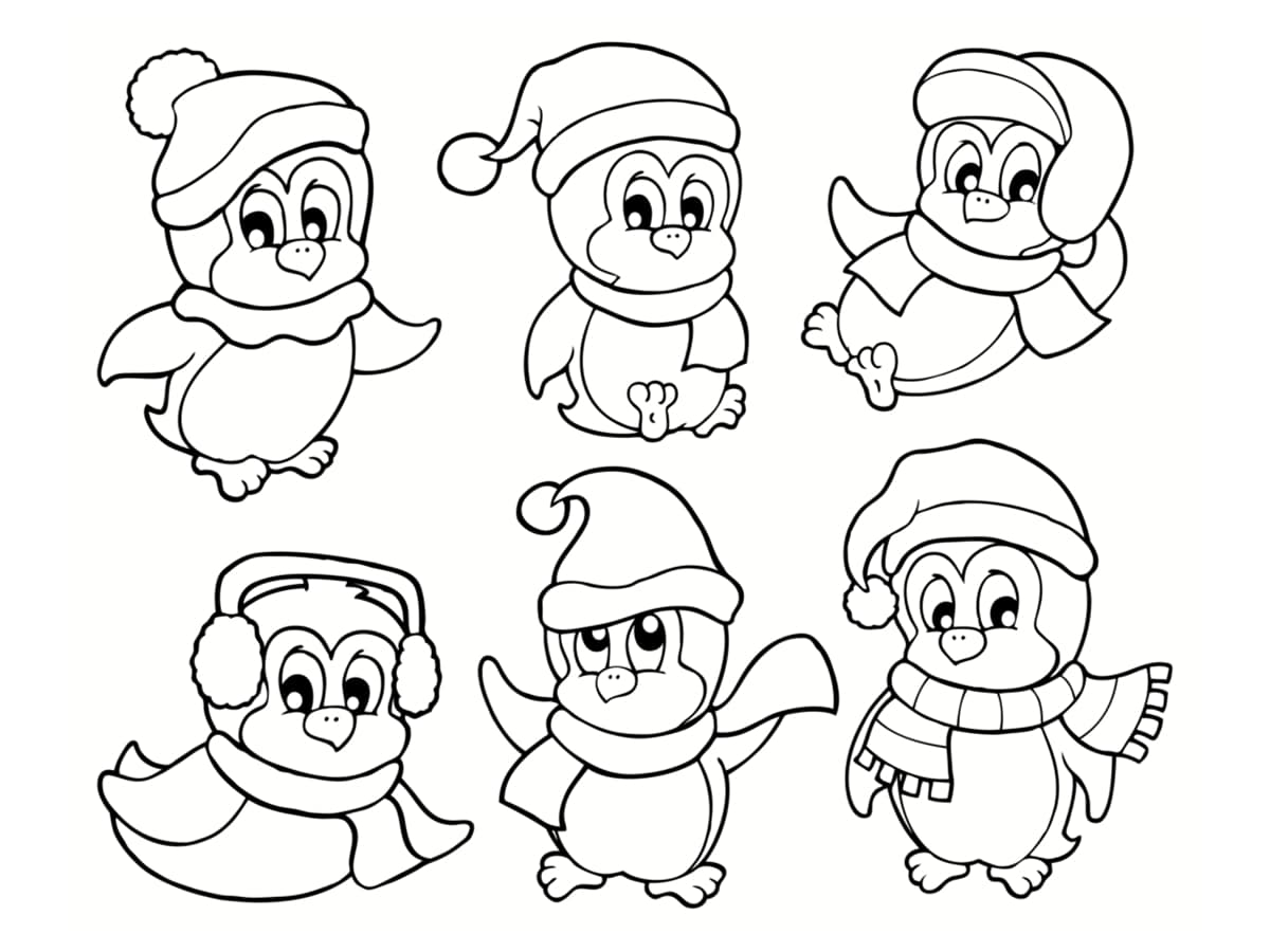 Coloriage Tous Les Pingouins En Hiver - Pingouin à imprimer