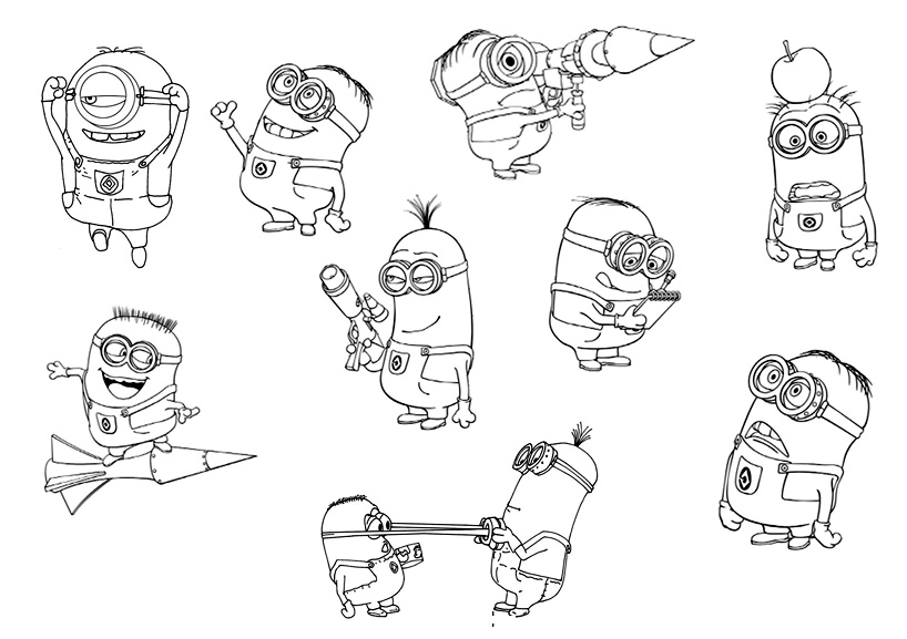 Coloriage Toute La Famille Des Minions - Minions à imprimer