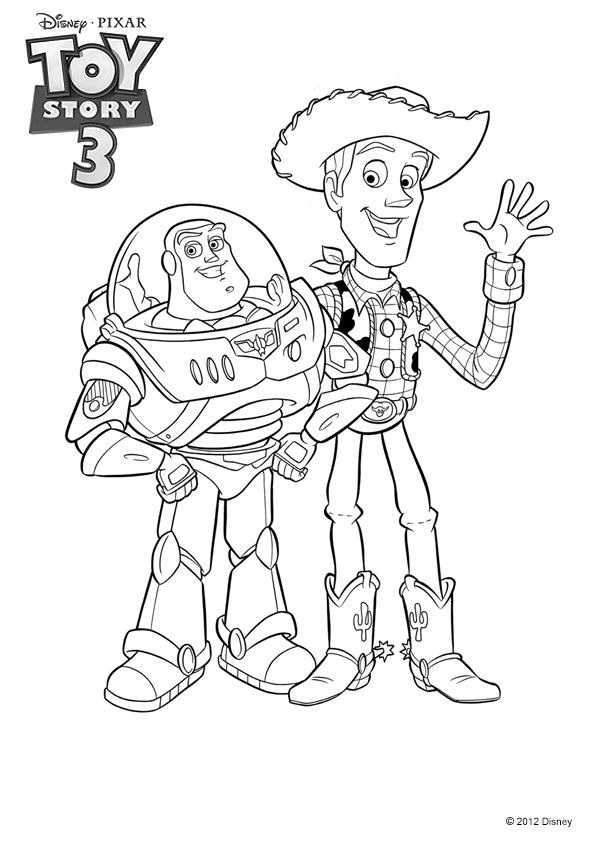 Coloriage Toy Story 3 Buzz Woody - Toy story à imprimer