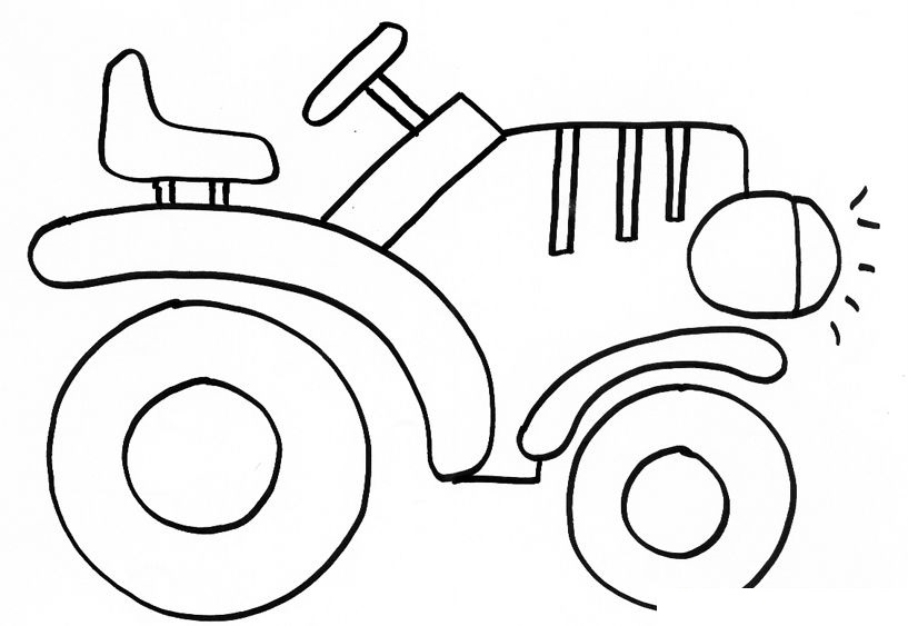 Coloriage Tracteur jaune labourant les champs - Tracteur à imprimer