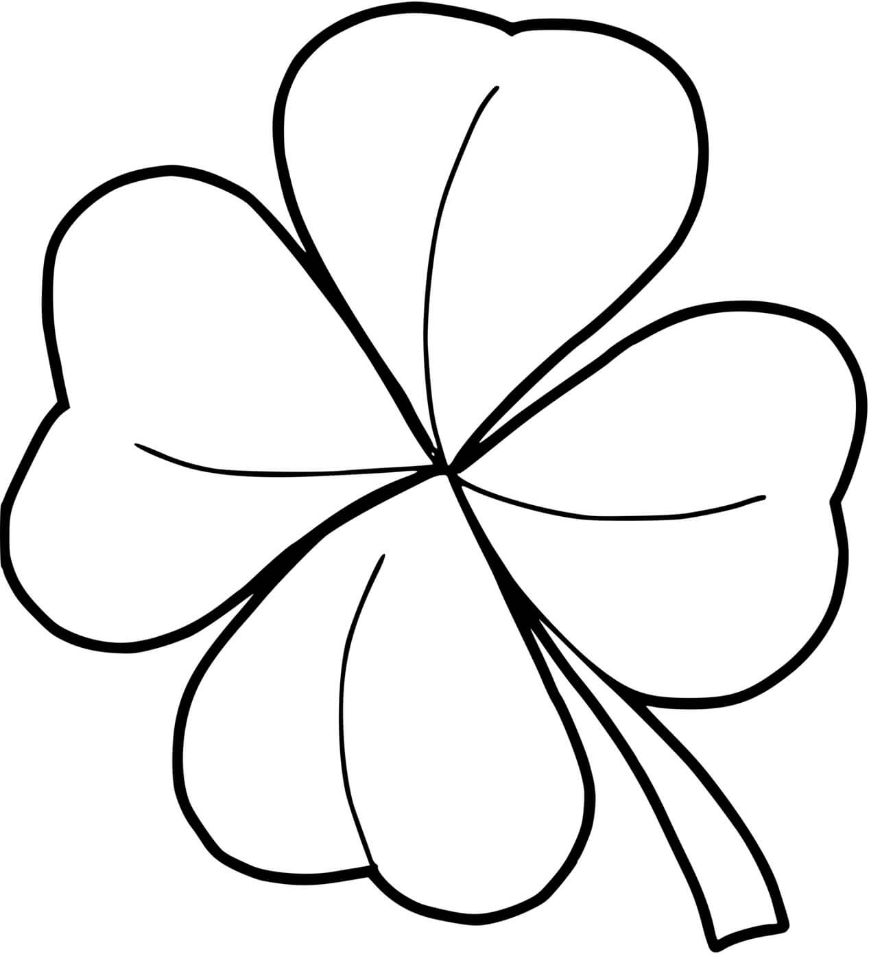 Coloriage Trèfle Quatre Feuilles - Saint Patrick à imprimer