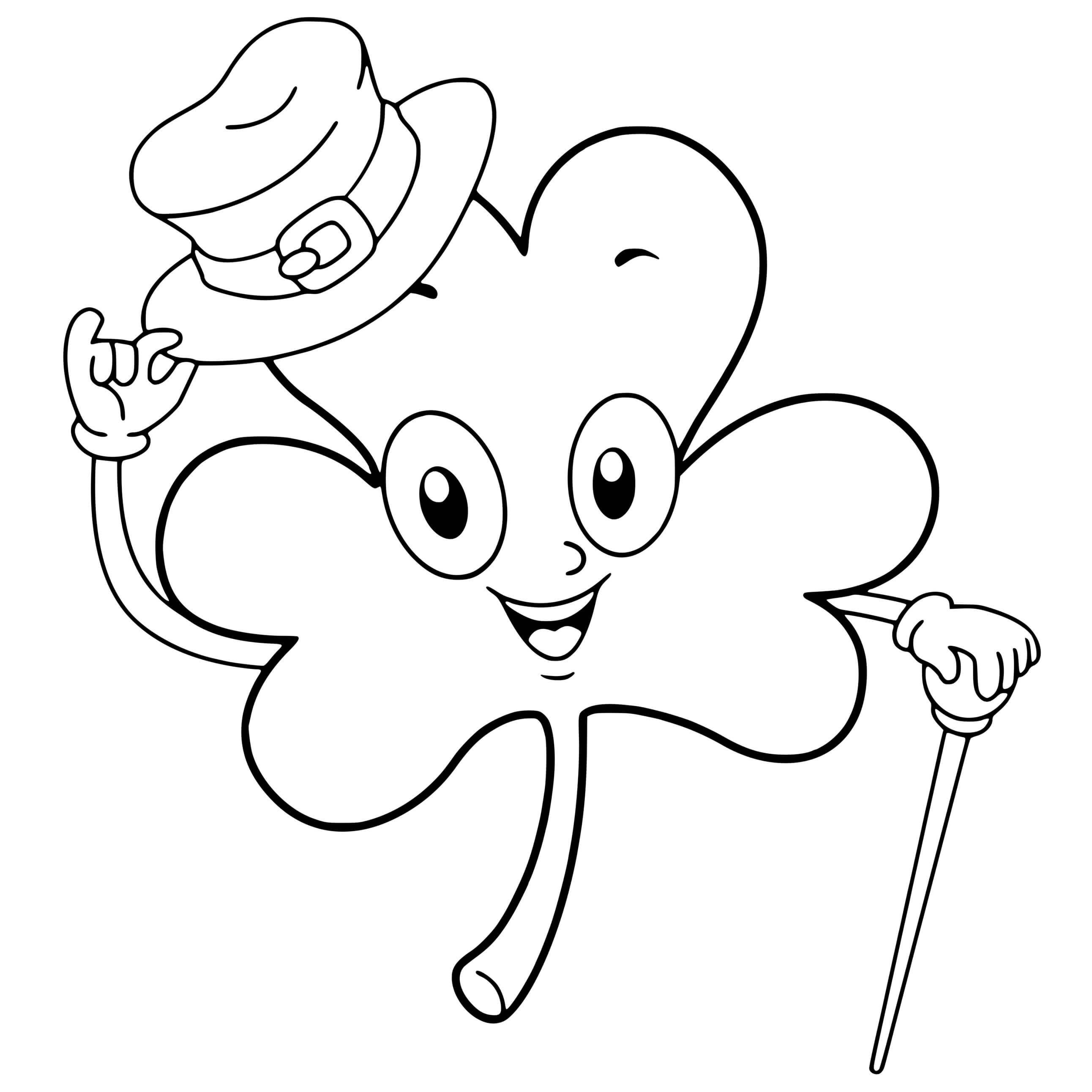 Coloriage Trèfle Saint Patrick Avec Un Chapeau - Saint Patrick à imprimer
