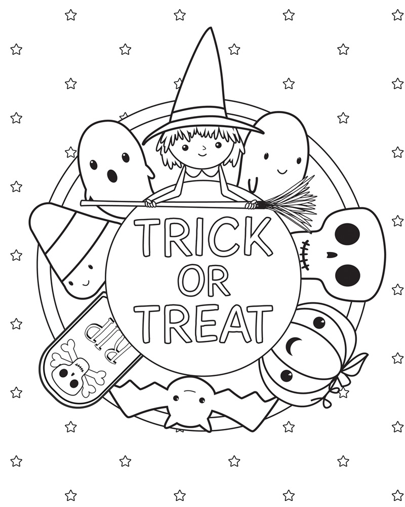 Coloriage Trick Or Treat Halloween Kids - Halloween à imprimer