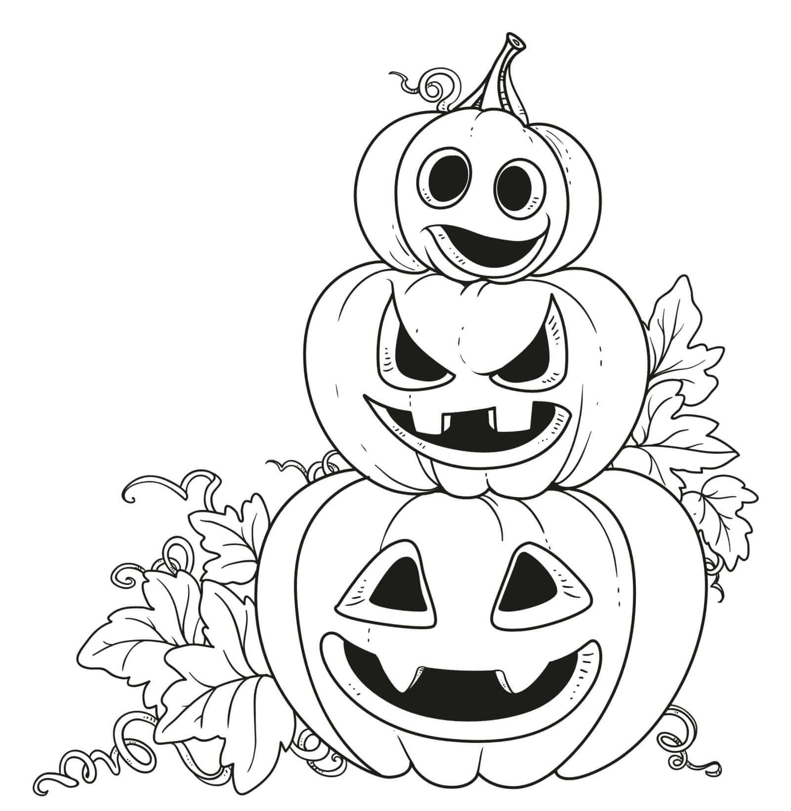 Coloriage Trois Citrouilles Emotions Diverses Halloween - Halloween à imprimer