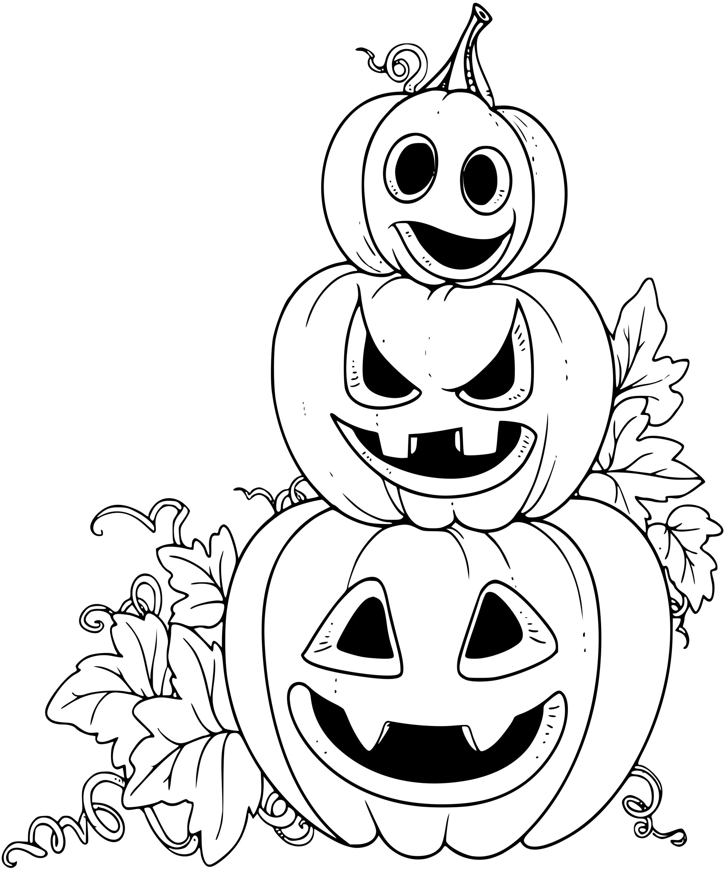 Coloriage Trois Citrouilles Famille Des Curcubitacees - Halloween citrouille à imprimer