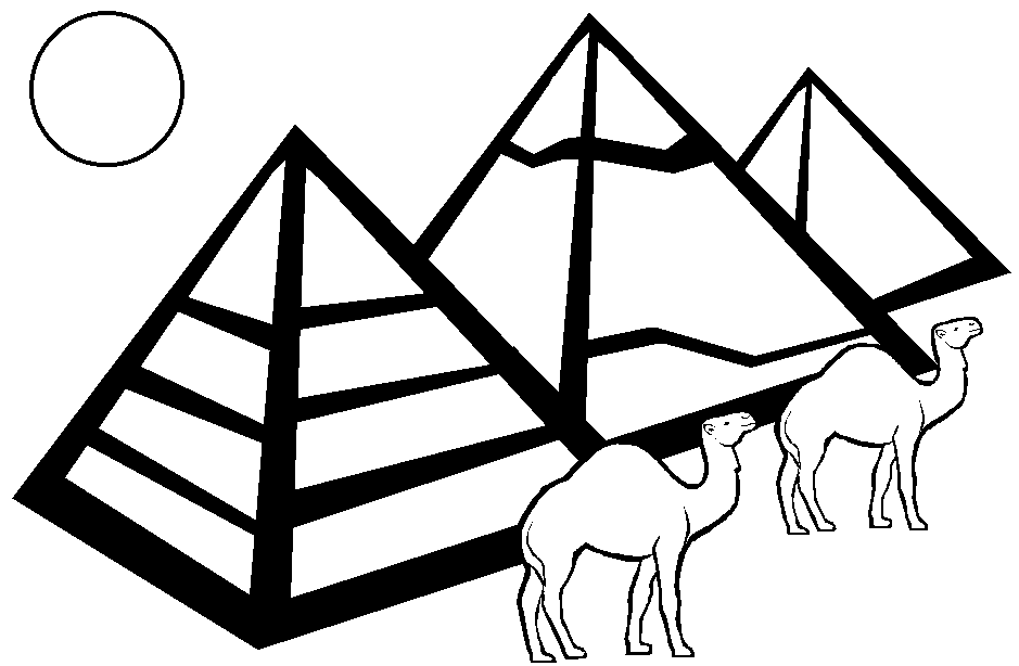 Coloriage Trois Pyramides Et 2 Dromadaires - Animaux à imprimer