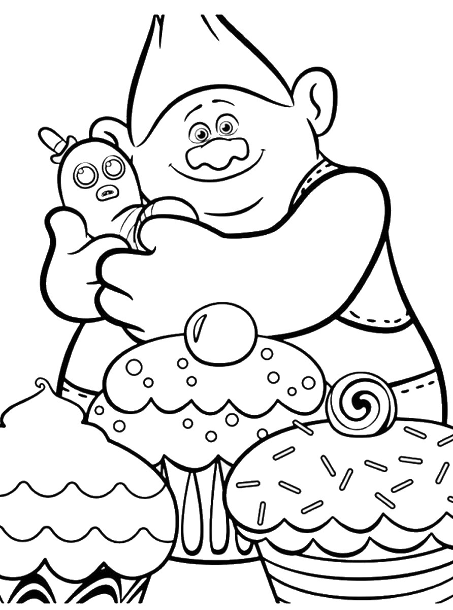 Coloriage Trolls Movie Cupcakes - Trolls à imprimer