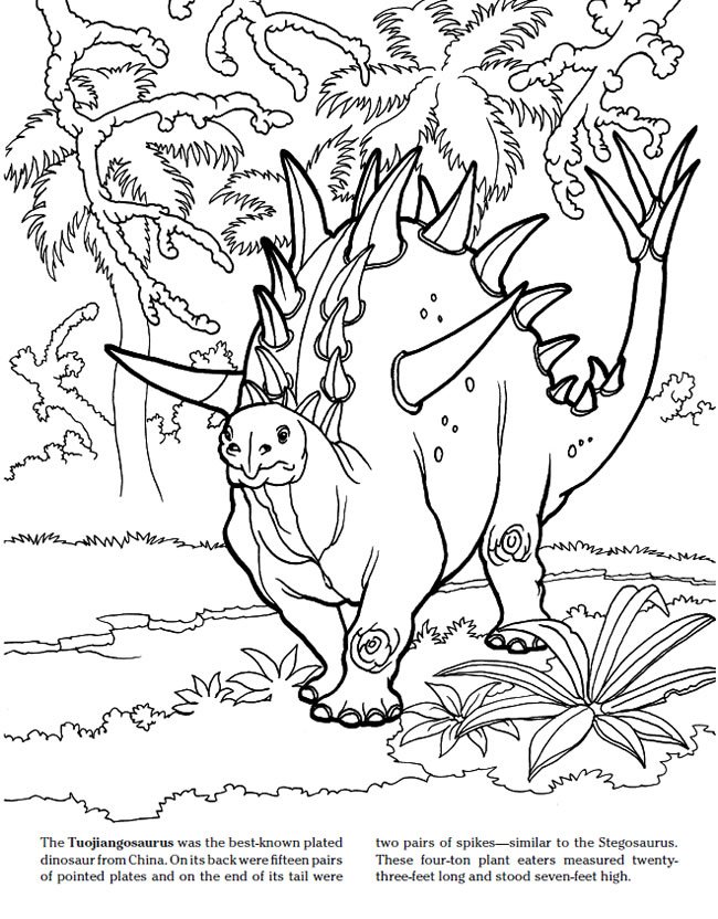 Coloriage Tuojiangosaurus Dinosaure Jurassic Park - Jurassic world park à imprimer