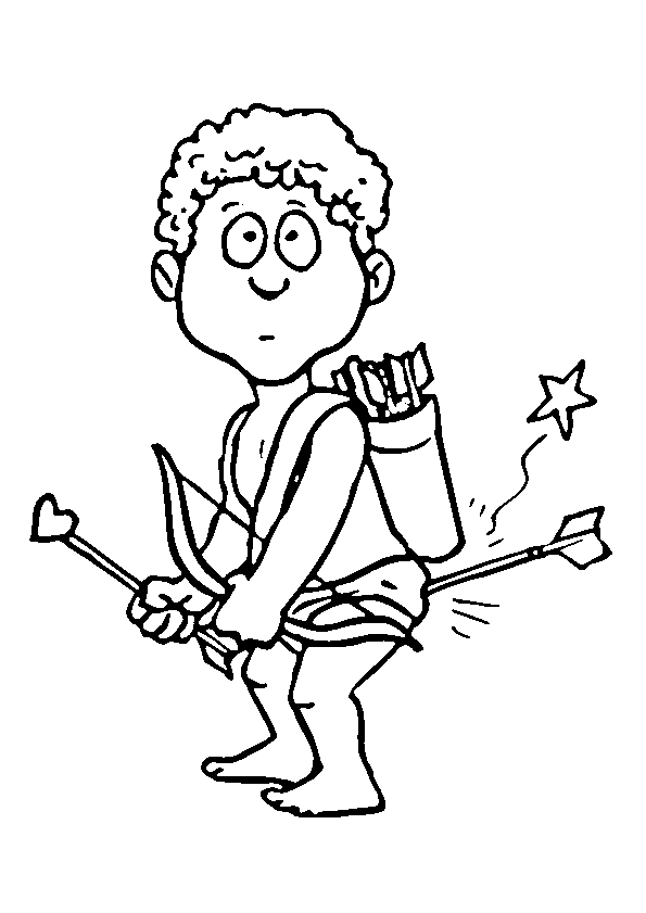 Coloriage Un Ange Recoit Une Flèche Cupidon - Saint-Valentin à imprimer