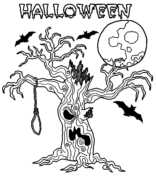 Coloriage Un Arbre Effrayant Pour Halloween - Arbre à imprimer