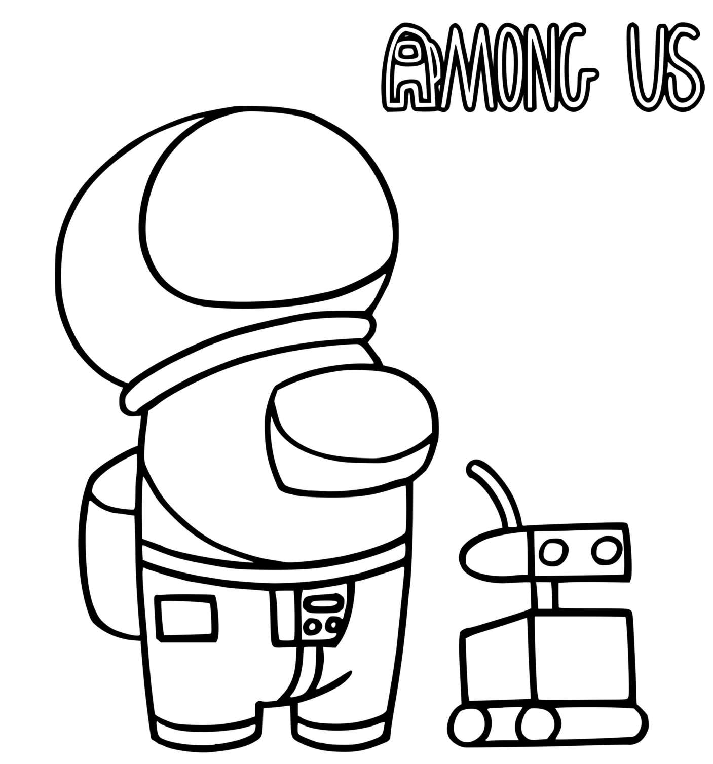 Coloriage Un Astronaute Among Us Et Un Robot - Among us à imprimer