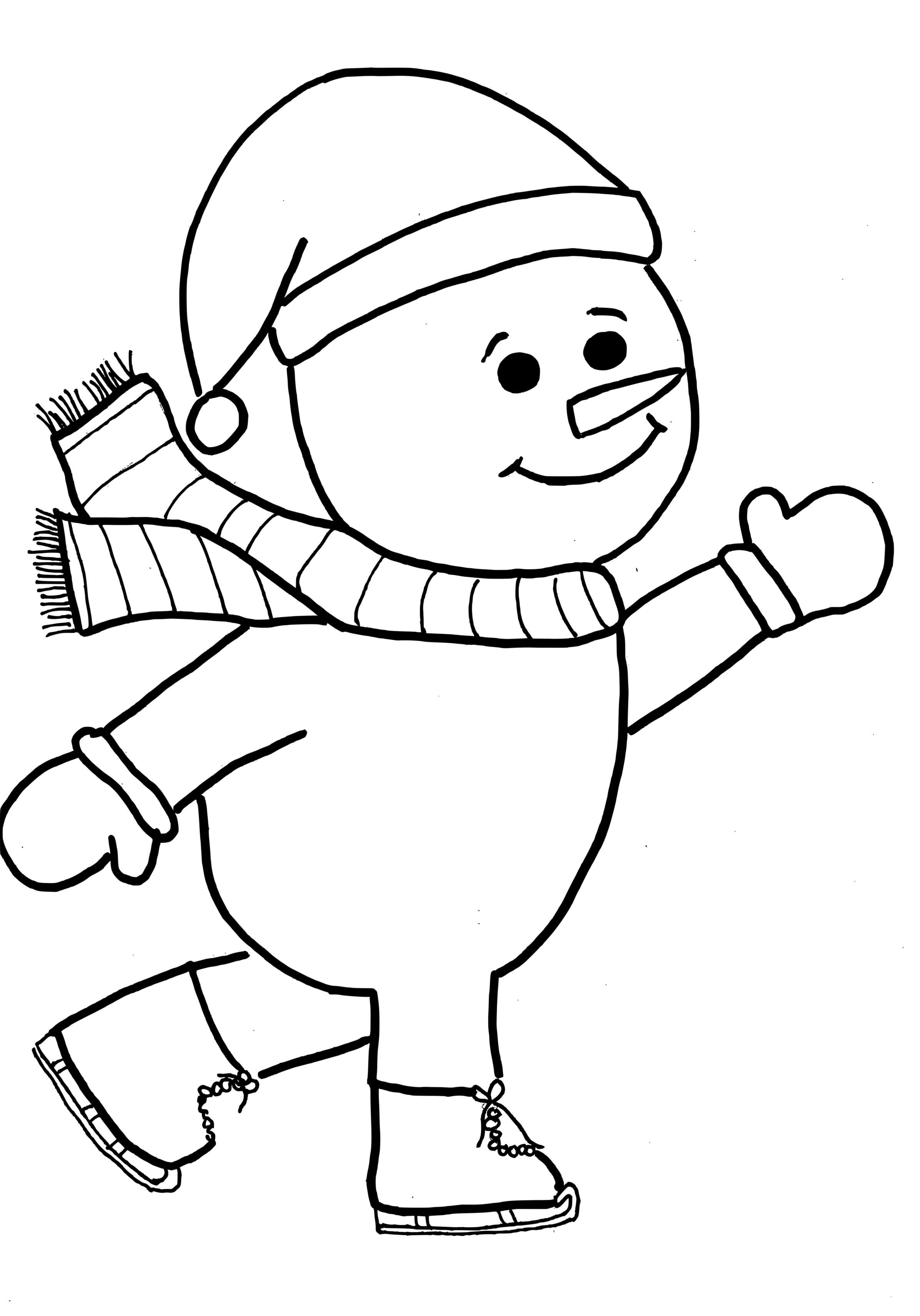 Coloriage Un Bonhomme De Neige Qui Patine Le Jour De Noël - Bonhomme de neige à imprimer