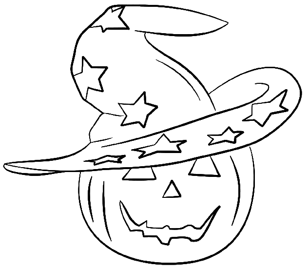 Coloriage Un Chapeau De Sorcière Sur Une Citrouille - Halloween citrouille à imprimer
