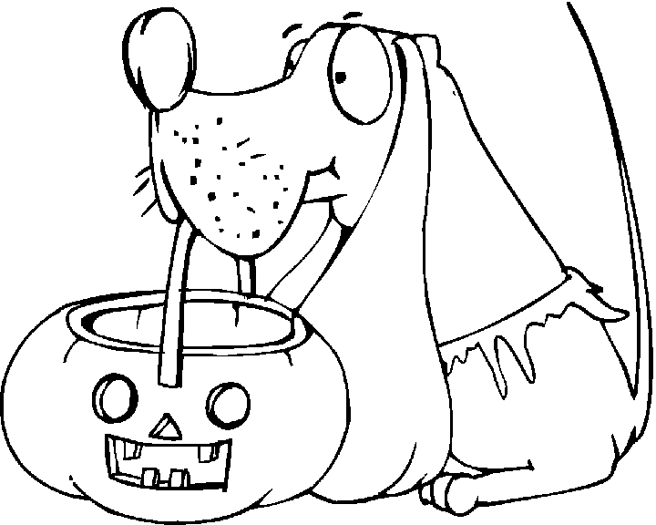 Coloriage Un Chien Avec Sa Citrouille D'Halloweeny Pour Avoir Des Os - Halloween citrouille à imprimer