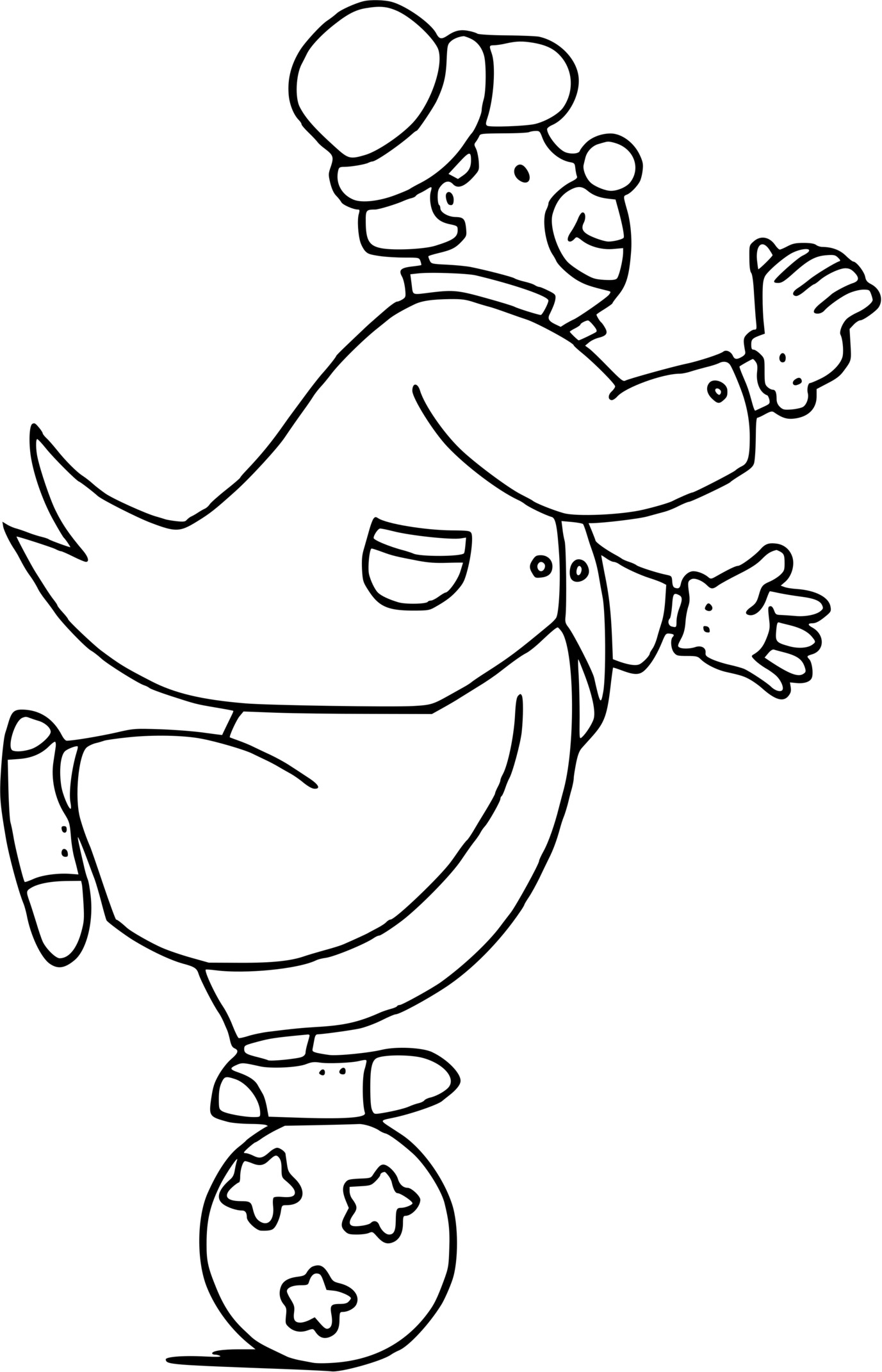 Coloriage Un Clown Equilibriste Sur Un Ballon - Clown à imprimer
