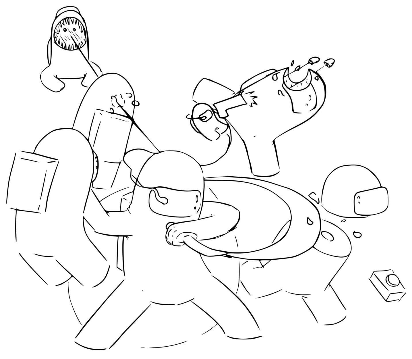 Coloriage Un Combat Entre Among Us - Among us à imprimer