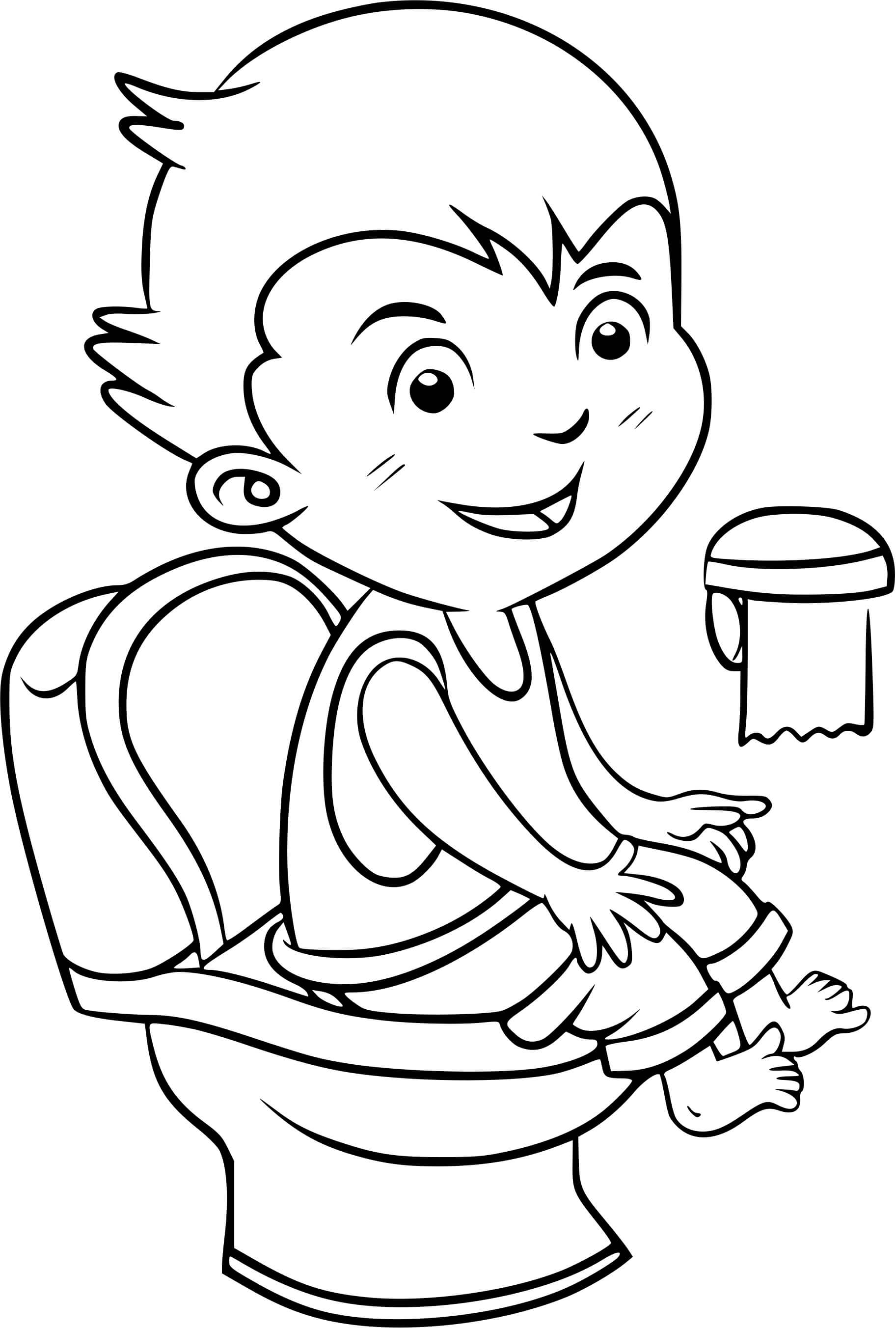 Coloriage Un Enfant Au Toilette Pour Faire Ses Besoins Et Rester Propre - Enfants à imprimer