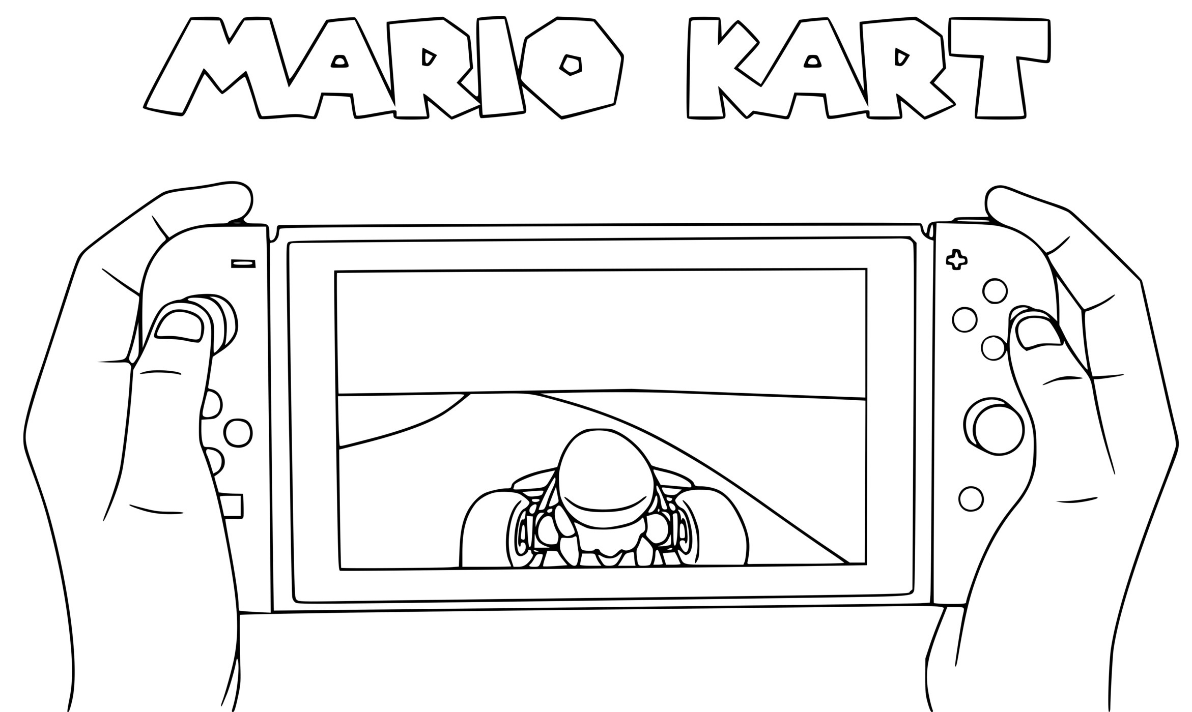 Coloriage Un Enfant Joue A Mario Kard Sur Nintendo Switch - Mario à imprimer