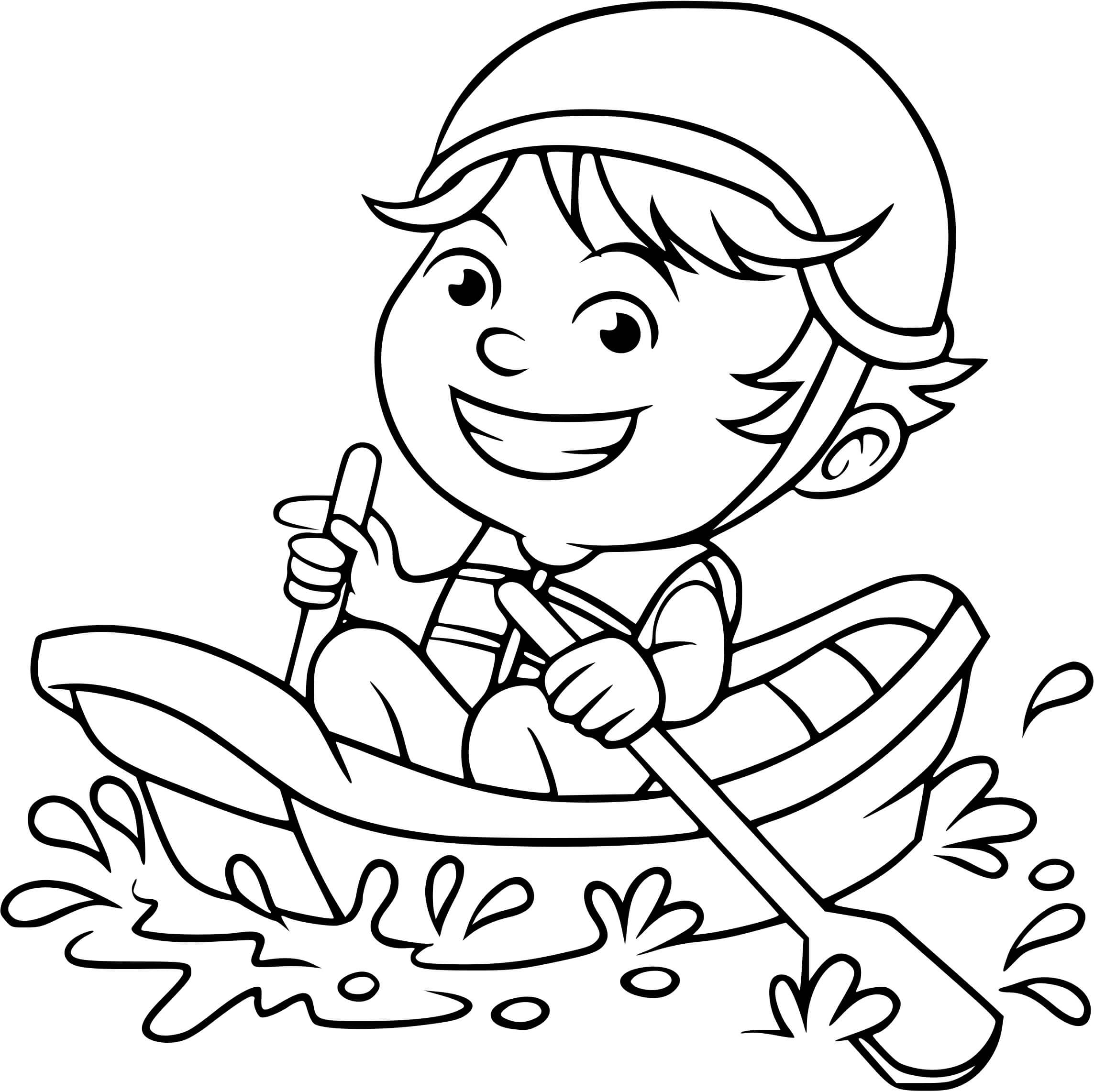 Coloriage Un Enfant Navigue En Toute Sécurité - Enfants à imprimer